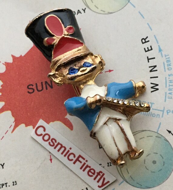 Small Vintage Drum Major Pin Brooch Costume Jewelr