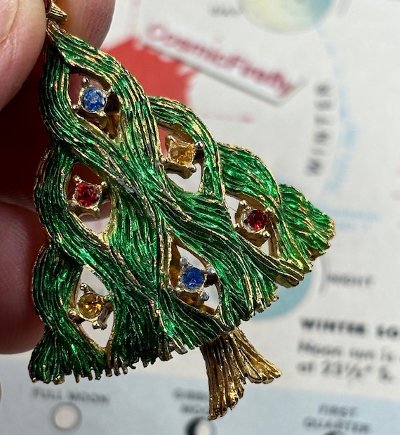 Small Vintage Christmas Tree Pin Brooch Fashion C… - image 1