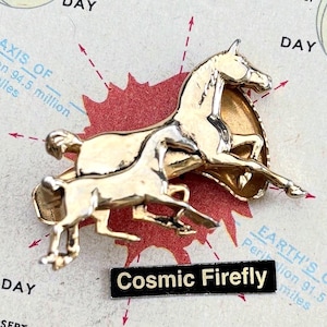 Mid Century Vintage Horse Tie Bar Clip Figural Brass 1950&#39;s Cowboy Running Horses Tie Clip HICKOK USA Men&#39;s Christmas Gifts