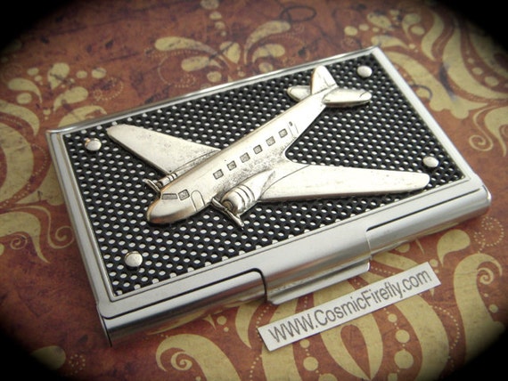 Metal Airplane Business Card Case