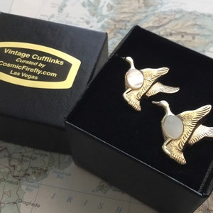 Vintage Flying Duck Cufflinks MOP Mother of Pearl Mid Century 1950's Dad Father's Day image 4