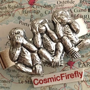 Monkey Tie Bar Clip Speak See Hear No Evil