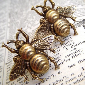 Men's Cufflinks Large Brass Bee Cufflinks Big Size Steampunk Cufflinks Antiqued Brass Cufflinks Vintage Style BIG BOLD Statement Cufflinks image 1