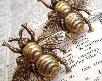 Men's Cufflinks Large Brass Bee Cufflinks Big Size Steampunk Cufflinks Antiqued Brass Cufflinks Vintage Style BIG BOLD Statement Cufflinks