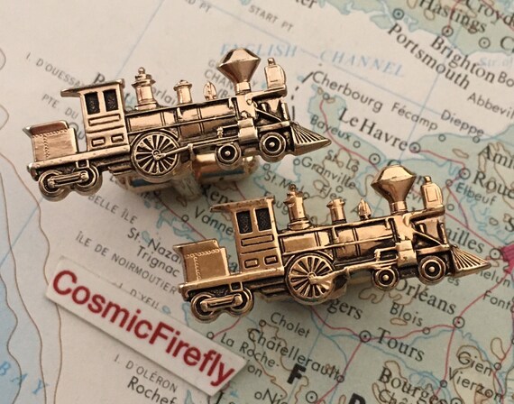 1950's Mid Century Vintage Steam Train Cufflinks … - image 1