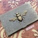 Antiqued Brass Bee Business Card Case Holder Vintage Inspired Victorian Steampunk Cosplay Prop 