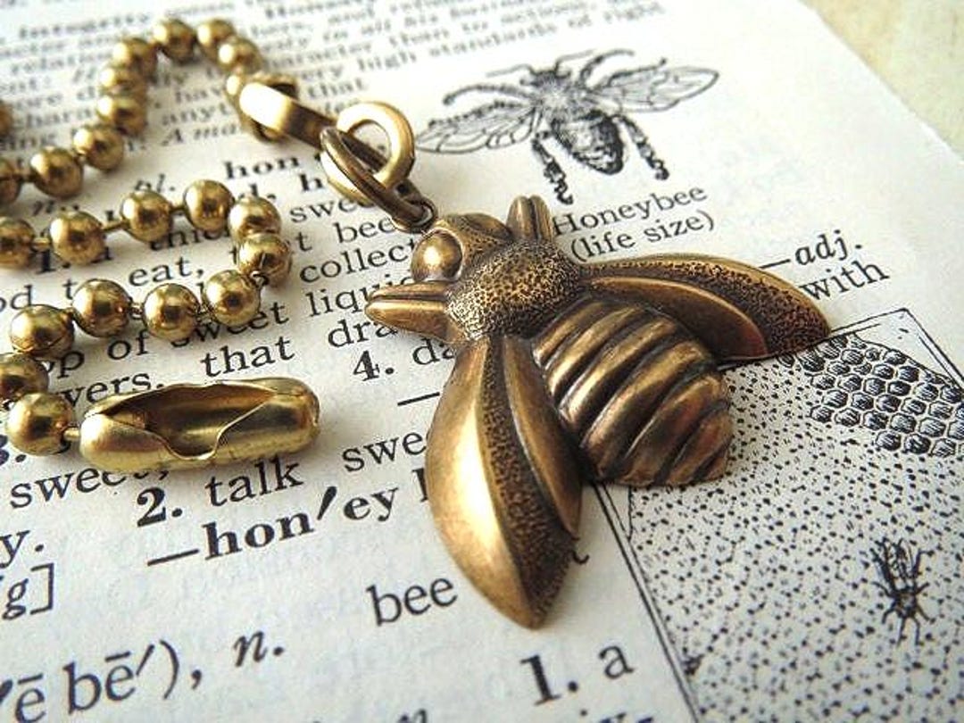 Winzig kleine Messing Bee Fan Pull Kette Antiqued Messing Metall