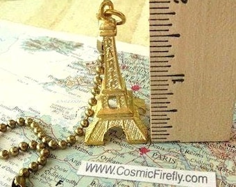 Mini ventilador de techo Torre Eiffel con cadena de tracción, decoración Steampunk, tono dorado en miniatura