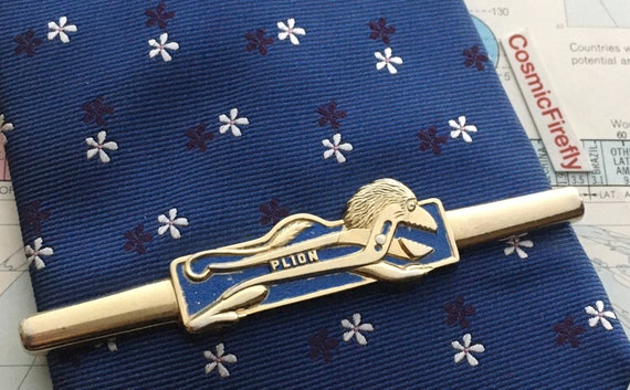 Vintage Pliers Tie Bar PLION Tool Clip Blue Ename… - image 8