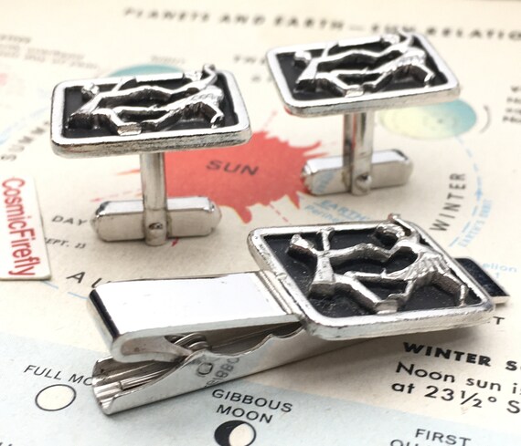 1950's Mid Century Vintage Dancing Cufflinks & Ti… - image 3