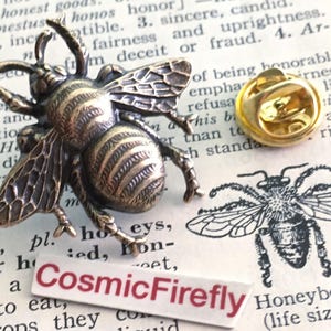 Big Brass Bee Tie Tack Lapel Pin