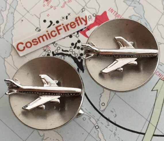 1950's Mid Century Vintage Jet Airplane Cufflinks… - image 5