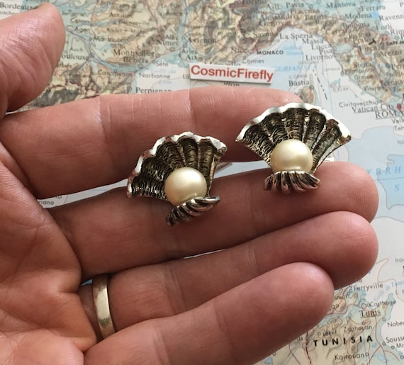 BIG Vintage Pearl Shell Cufflinks Nautical Cospla… - image 3