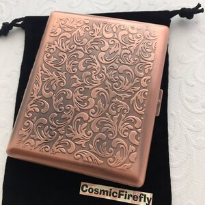 NUEVA Estuche Grande para Cigarrillos, Estuche de Color Cobre Antiguo, Estuche de Metal Grande de Estilo Vintage, Cartera Steampunk Gótica Victoriana, Cartera para Hombre, Estuche para Fumar
