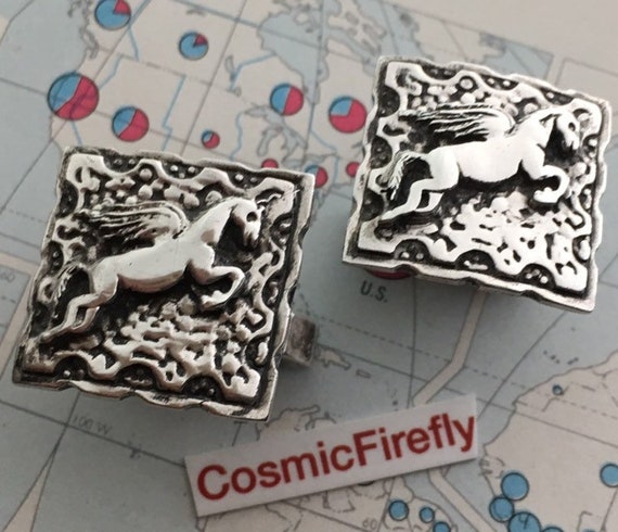 Winged Horse Cufflinks Vintage Cufflinks Sterling