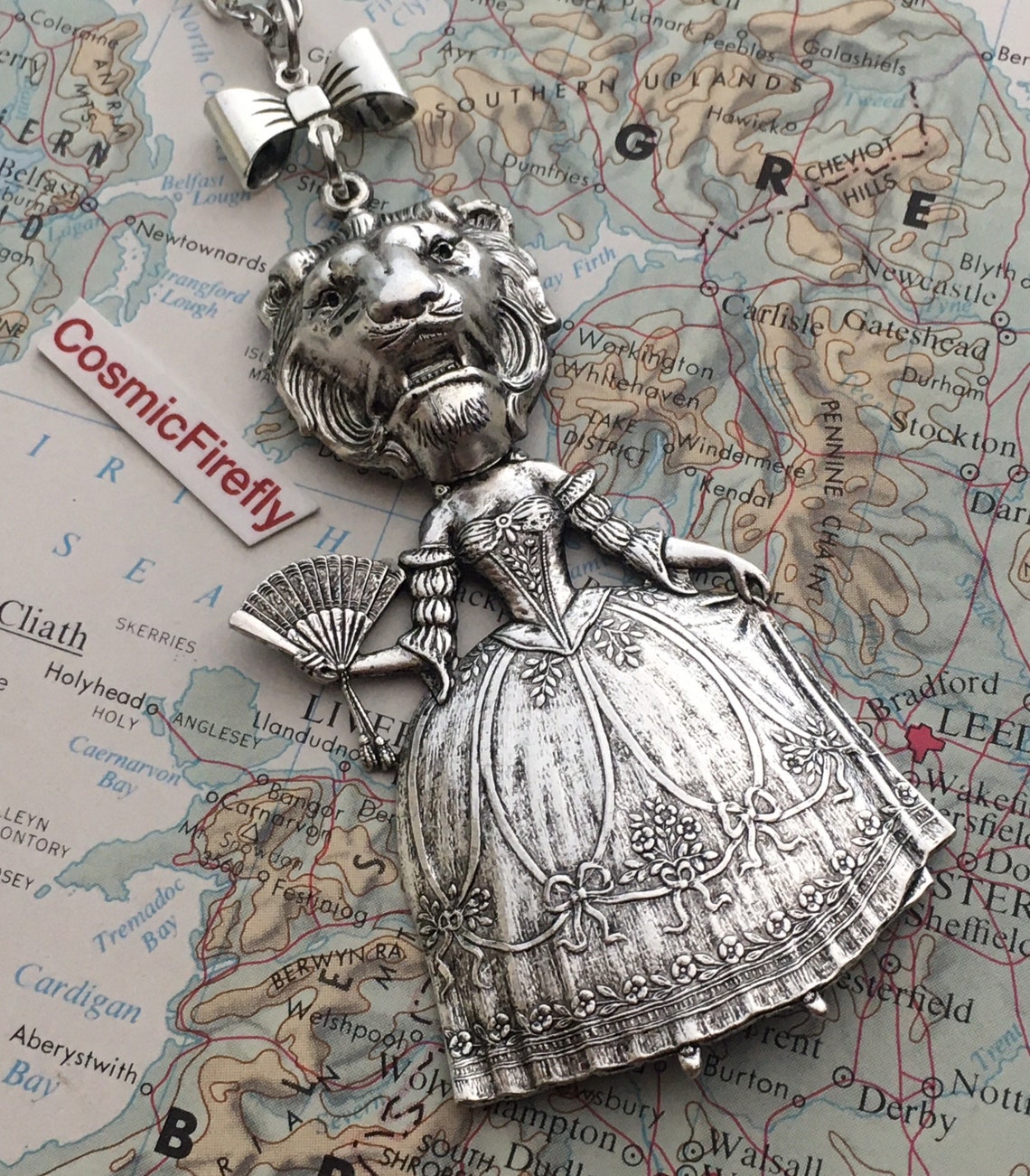 Silver Lion Necklace Lion Head Girl Victorian Steampunk | Etsy