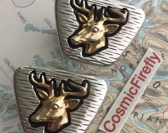 1950's Vintage Deer Cufflinks Mid Century Antlers HICKOK Made in USA 1950's