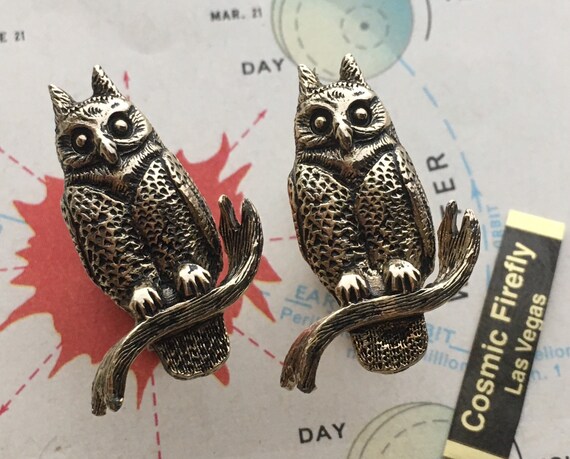 1950's Vintage Owl Cufflinks Mid Century JOLLE - image 3