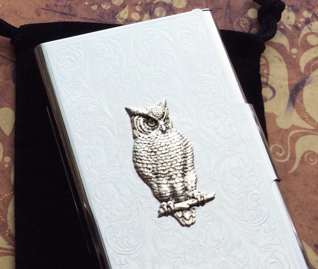 Owl Business Card Case Victorian Owl Silver Plated Slim Fancy Etsy