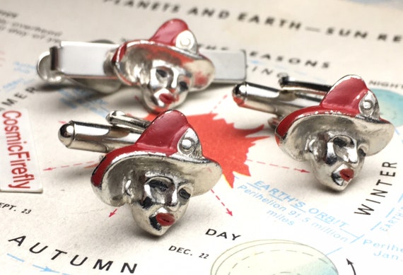 Small 1950's Vintage Fireman Cufflinks Red Fire H… - image 6