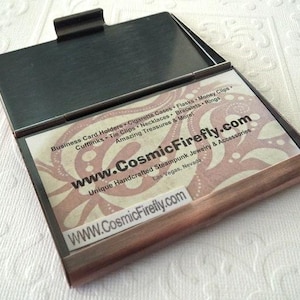 Card Holder Antiqued Copper Business Card Case Victorian Steampunk Card Holder NEW Women's Men's Gifts Metal Wallet image 2