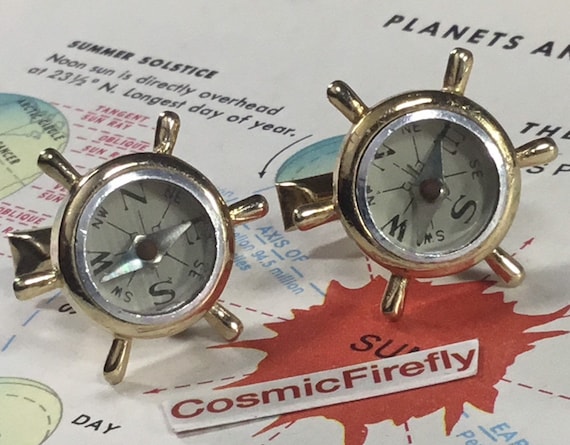 Vintage Nautical Compass Cufflinks 1950's SWANK St