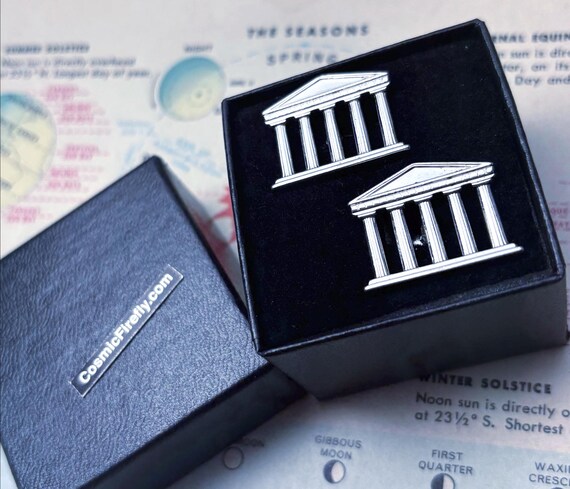 Vintage Greek Doric Architectural Cufflinks 1950's MCM HICKOK USA View 5