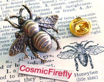 Big Brass Bee Tie Tack Lapel Pin
