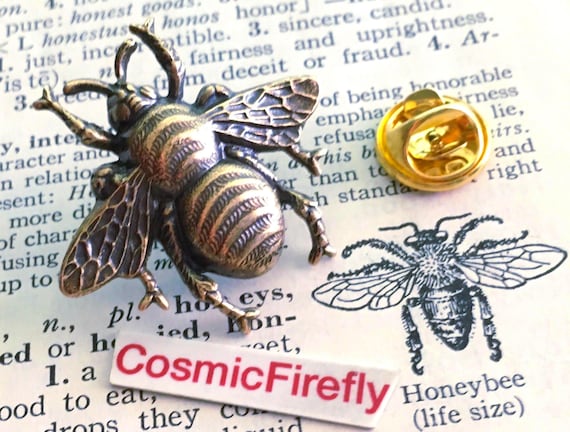 Big Brass Bee Tie Tack Lapel Pin