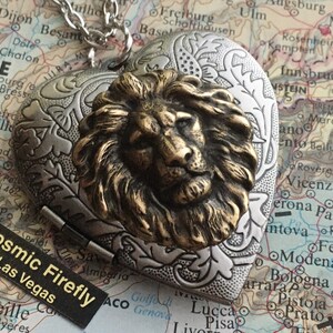 BIG Lion Heart Locket Necklace Leo Lion Costume Novelty Jewelry Large Size image 1