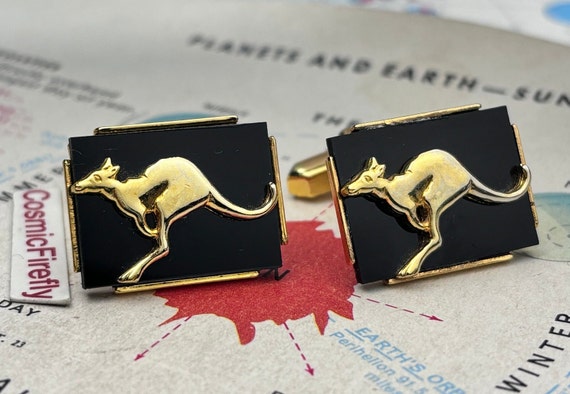 Vintage Kangaroo Cufflinks Australia Souvenir Shi… - image 3