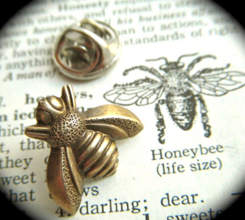 Tie Tack Pin Antiqued Brass Bee Gothic Victorian Art Deco Etsy