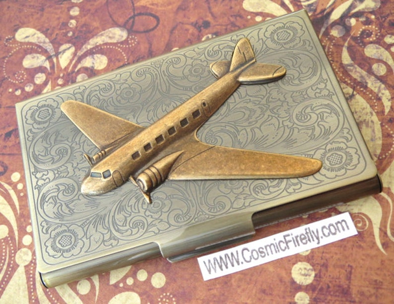 Metal Airplane Business Card Case