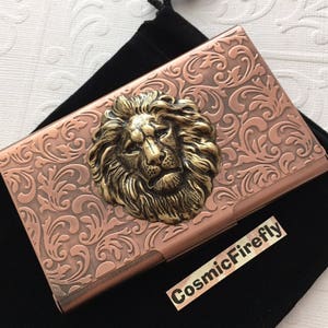 Metall Löwe Visitenkartenetui Steampunk Kartenhalter Gothic Victorian Style New Handcrafted Vintage Style Leo