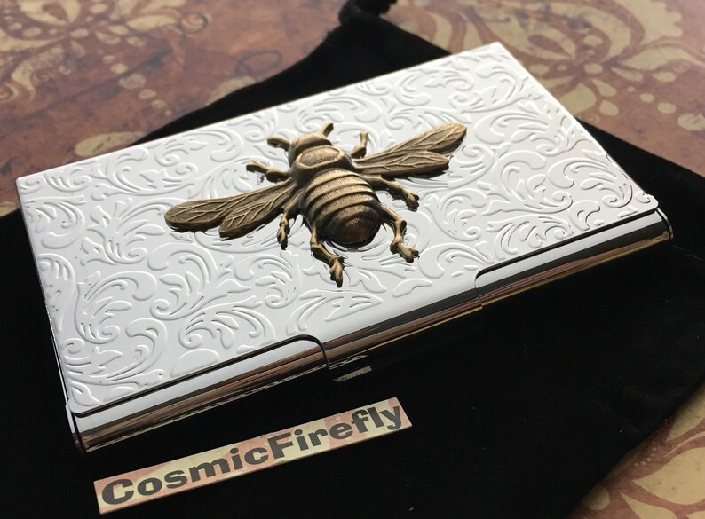 Bumble Bee Business Card Case Holder Vintage Inspired Gothic Victorian Steampunk Style image 4