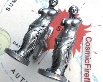 Vintage Venus De Milo Figural Statue Cufflinks MCM Nude Female Woman HICKOK