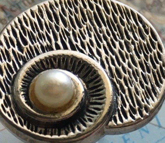 1950's Vintage Silver Nautilus Seashell Pearl Cuf… - image 5