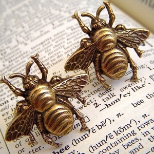 Men's Cufflinks Large Brass Bee Cufflinks Big Size Steampunk Cufflinks Antiqued Brass Cufflinks Vintage Style BIG BOLD Statement Cufflinks image 8