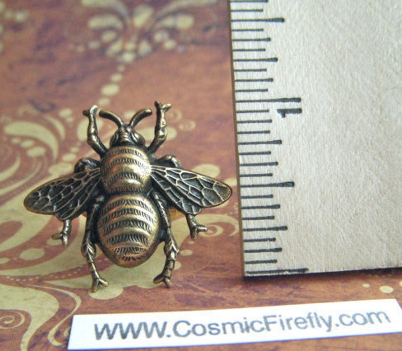 Men's Cufflinks Large Brass Bee Cufflinks Big Size Steampunk Cufflinks Antiqued Brass Cufflinks Vintage Style BIG BOLD Statement Cufflinks image 4