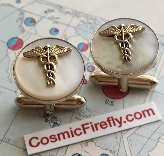 1950's Vintage Medical Doctor Caduceus Cufflinks M