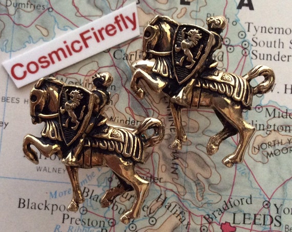 Vintage Knight On Horse Cufflinks Figural Medieval