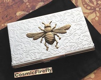 Bumble Bee Business Card Case Holder Vintage Inspired Gothic Victorian Steampunk Style