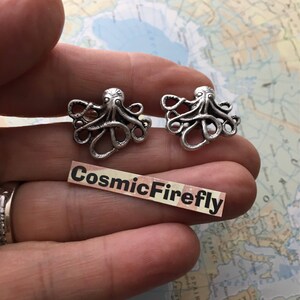 Miniature Octopus Cufflinks Antiqued Silver Plated Men's Accessories & Gifts For Dad FREE Gift Box Nautical Steampunk Cosplay Cruise image 5