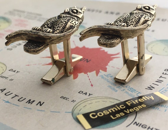 1950's Vintage Owl Cufflinks Mid Century JOLLE - image 5