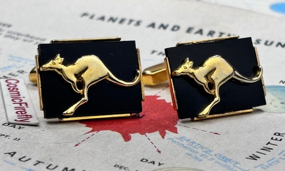 Vintage Kangaroo Cufflinks Australia Souvenir Shi… - image 1