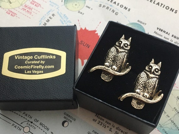 1950's Vintage Owl Cufflinks Mid Century JOLLE - image 1