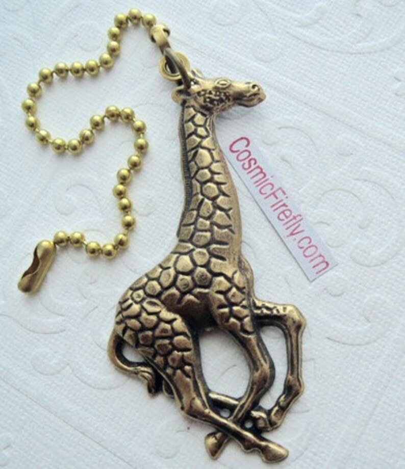 Big Giraffe Fan Pull Steampunk Ceiling Chain Antiqued Image 0