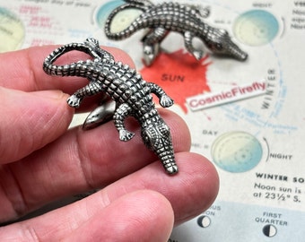 1950's Vintage Alligator Cufflinks French Cuffs Very Big Crocodile Cufflinks