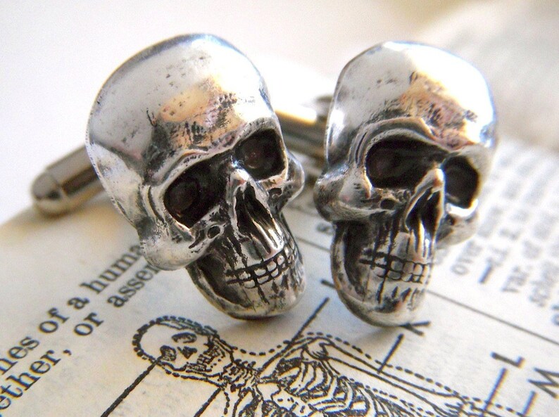 Men's Cufflinks Skull Cuff Links Gothic Victorian Skull Head Steampunk Cufflinks Vintage Inspired Pirate Accessories image 1