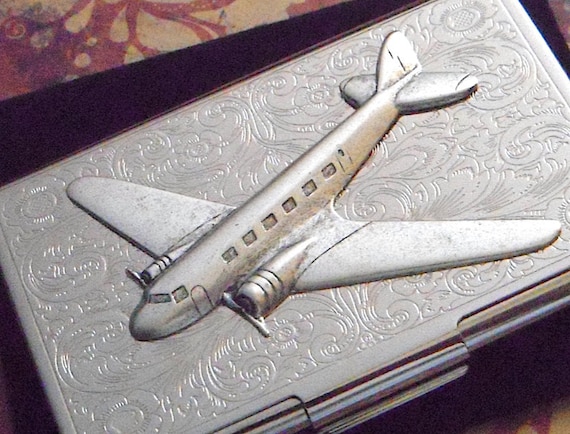 Metal Airplane Business Card Case